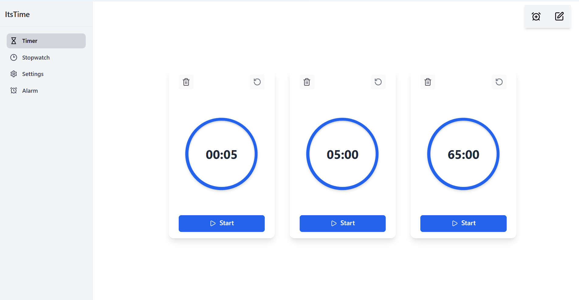 Screenshot of Its Time (Electron Project)